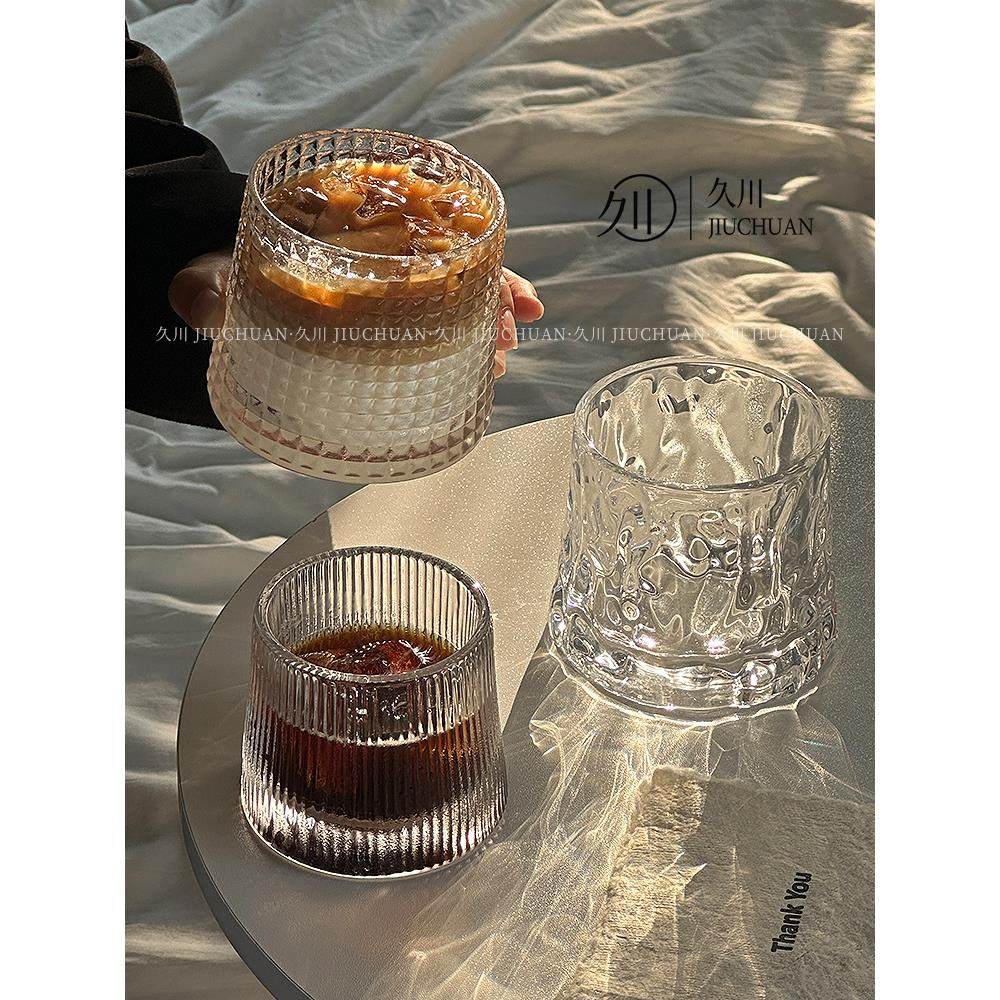 不规则浓缩冰美式拿铁杯咖啡杯牛奶冷萃杯饮品杯威士忌酒杯玻璃杯