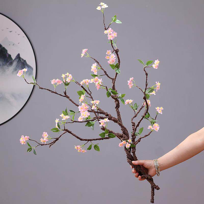 永悦 彷真花发泡枝易造型海棠花假花 禅意中式家居装饰花藤杜鹃花