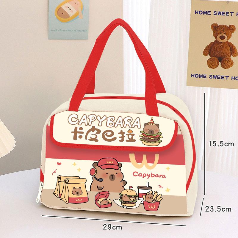 卡皮巴拉保温袋搞怪水豚创意麦当劳便当饭盒大容量防水耐脏手提袋