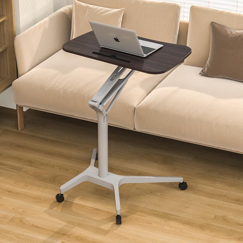 站立式工作台气动升降桌床边带轮可移动办公电脑桌演讲台学习书桌