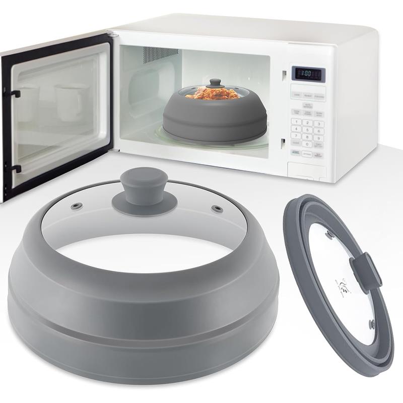 可折叠矽胶玻璃防溅盖微波炉加热盖子锅盖耐高温防油溅饭菜保鲜罩