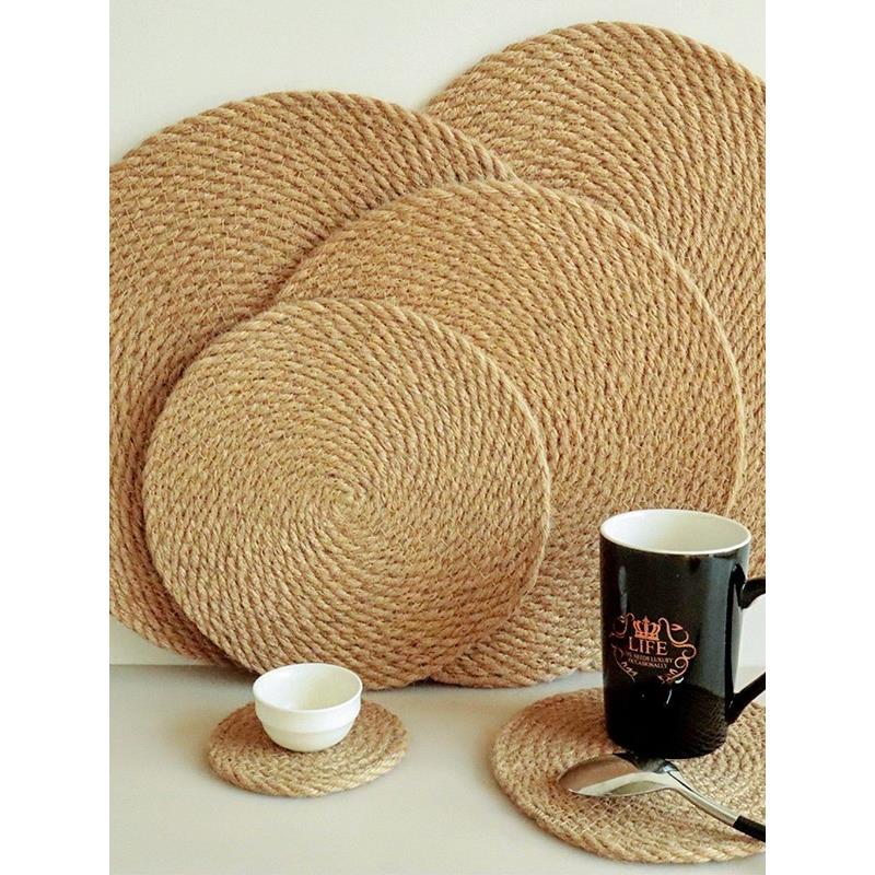 北欧风 | 亚麻草绳编织餐垫杯垫 隔热垫餐桌家居马克杯垫拍照垫