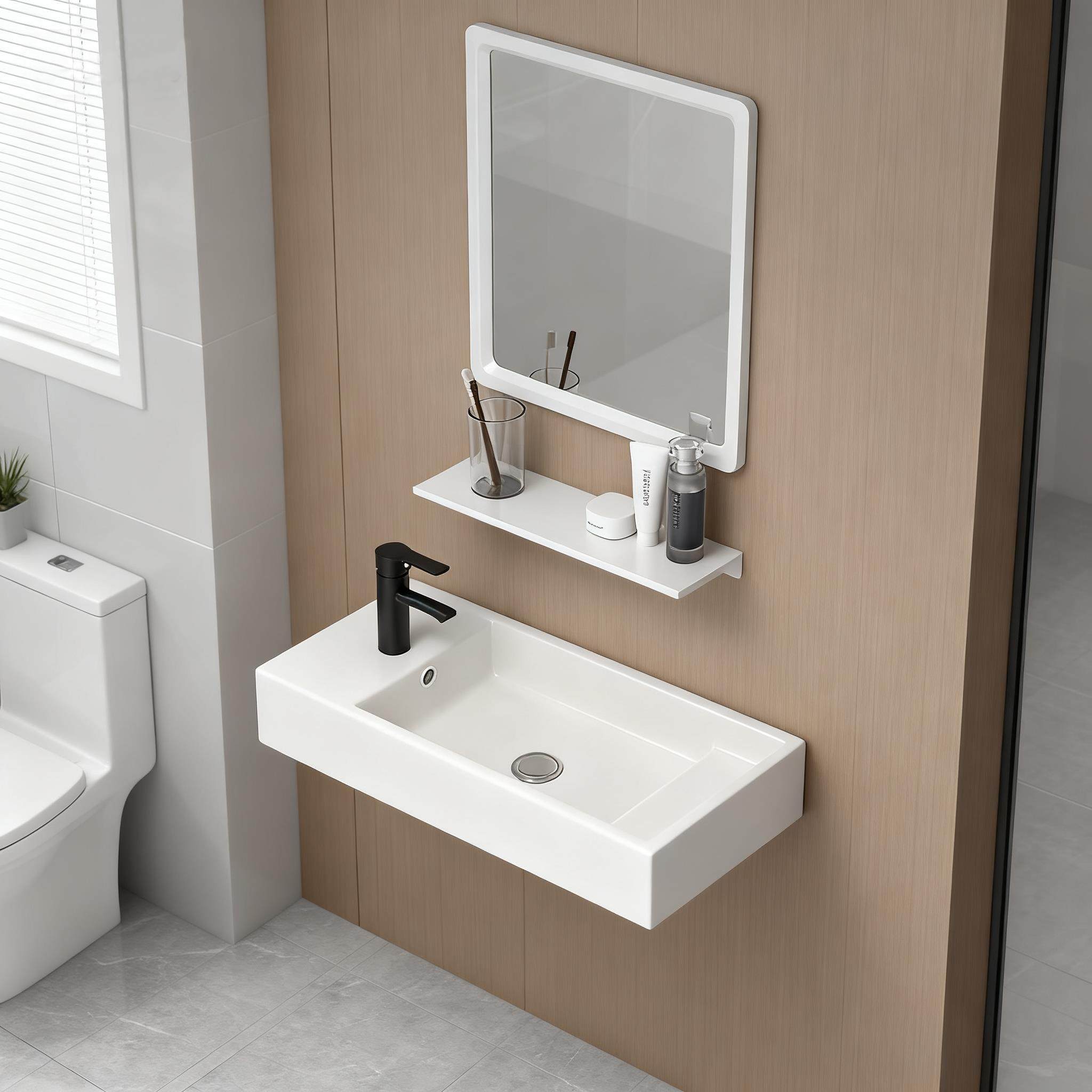 壁挂式陶瓷洗手盆小户型迷你卫生间小型洗脸盆挂墙式台盆30cm超窄