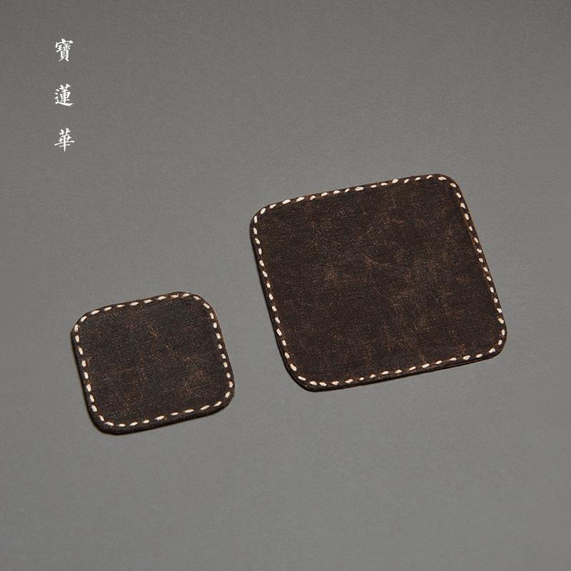 手工刺子绣边香云纱布垫 布杯垫壶垫 布艺隔热茶垫杯托 托茶托 托