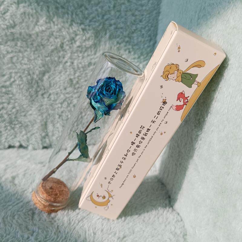 玻璃瓶许愿干花一朵小王子的玫瑰花一支永生花试管摆件送女生礼物