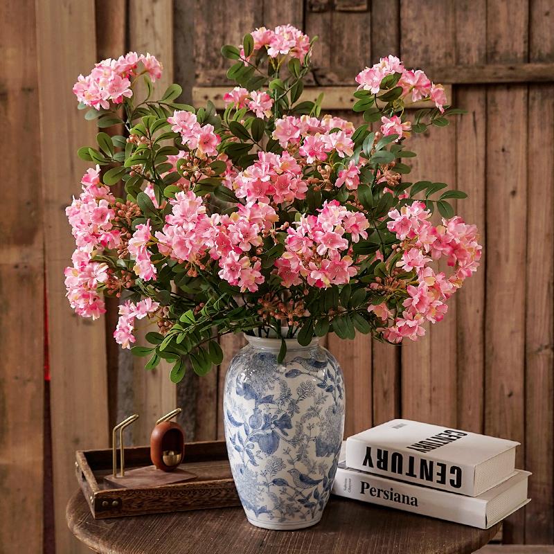 高档含笑花仿真花客厅餐桌绢花塑料假花摆件装饰花艺干花插花摆设