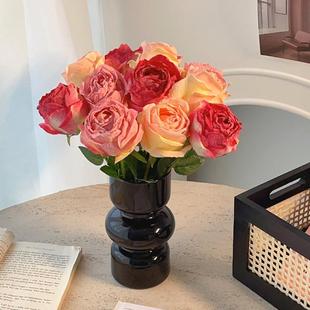 玫瑰花假花彷真花高级感逼真摆设装饰花束彷生摆件永生花家居好物