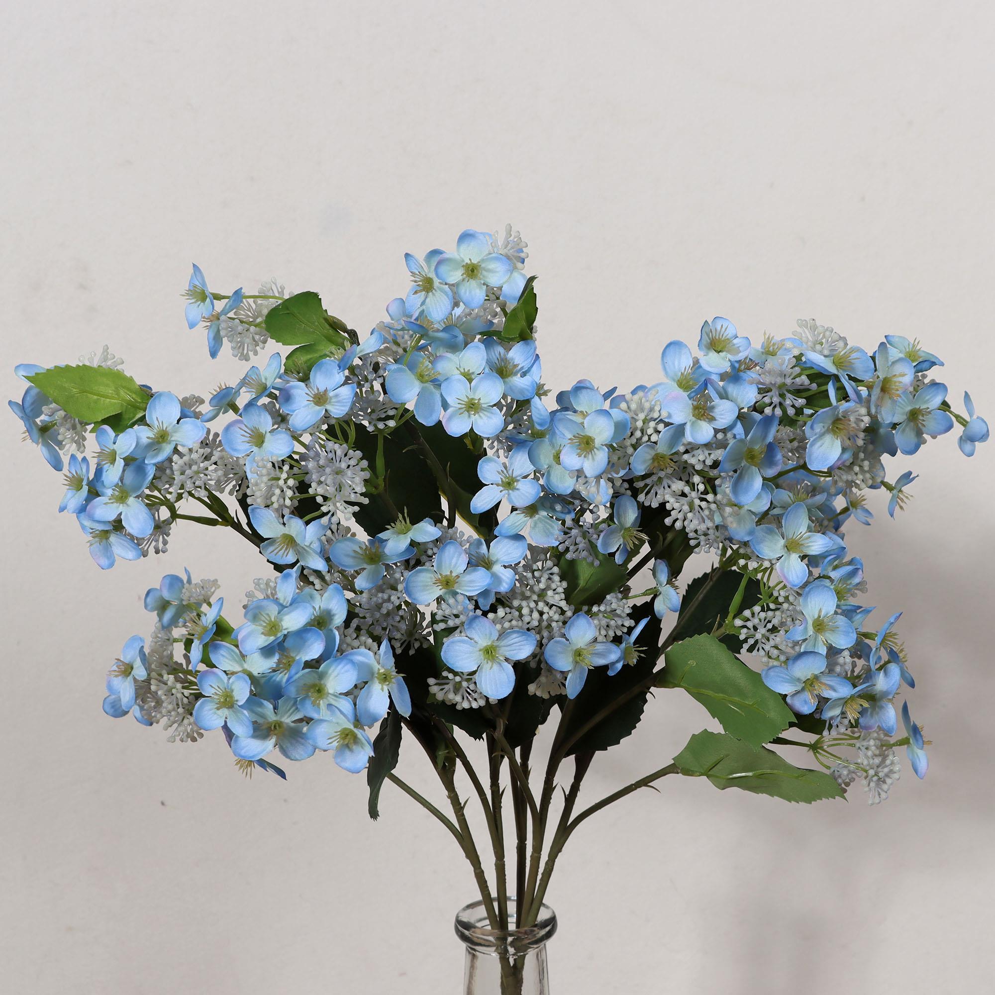 蓝星花仿真花 蓝色清新小碎花小野花服装店软装搭配装饰绢布假花