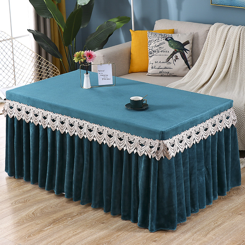 双面加厚法莱绒电炉罩烤火罩长方形电烤炉家用客厅烤火桌罩套欧式