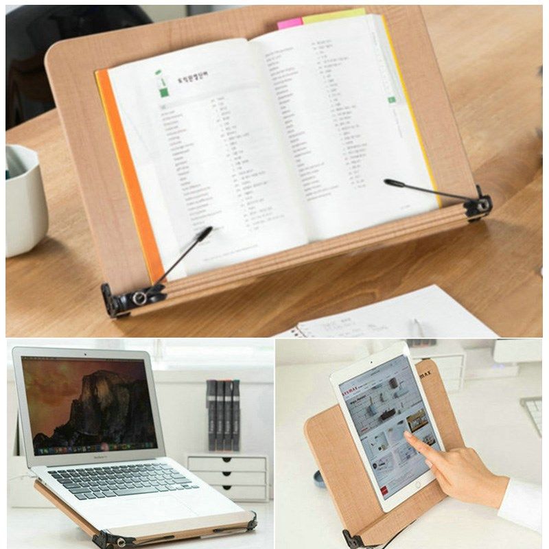 桌面阅读器读书架电子支撑架电脑支架木质学生夹书固定看靠书立架