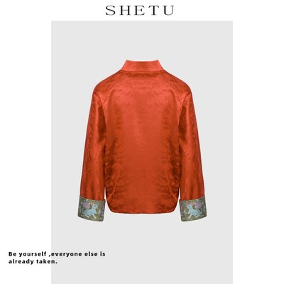 新中式中国风禅意唐装红色衬衫早春新款复古提花盘扣宋锦汉服上衣