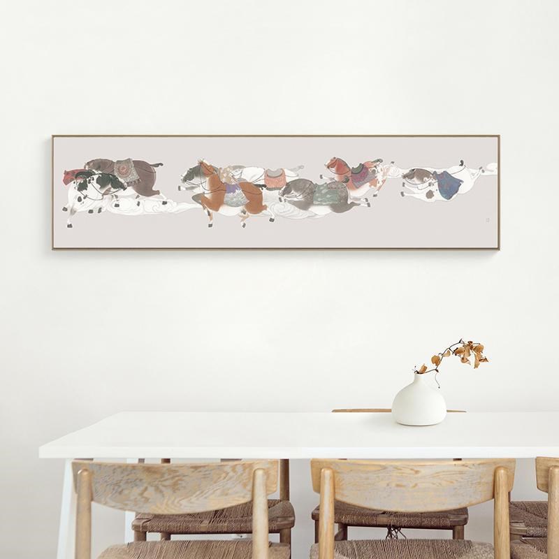 网红八骏图客横厅挂画马到成功新中式卧室床头装饰画儿童房动物幅图片