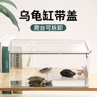 透明乌龟缸带晒台造景养龟专用生态缸家用幼龟饲养箱小型龟盆龟箱