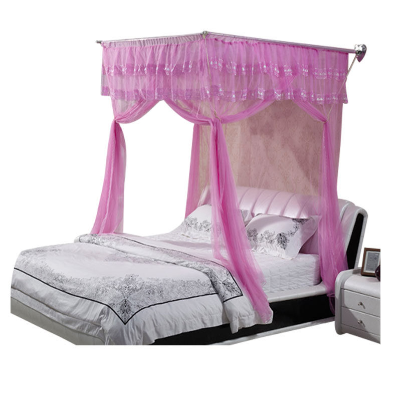 蚊帐不锈钢落地方顶加密装墙宫廷申缩式1.5/1.8/2.0m拼床加大订做