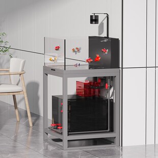 老渔匠工业风底滤鱼缸客厅小型一体免换水家用超白玻璃造景水族箱