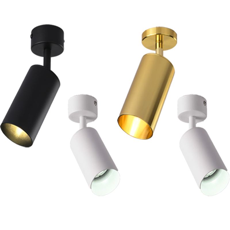 led明装吸顶射灯 可调角度单个家用轨道灯天花聚光射灯无主灯筒灯