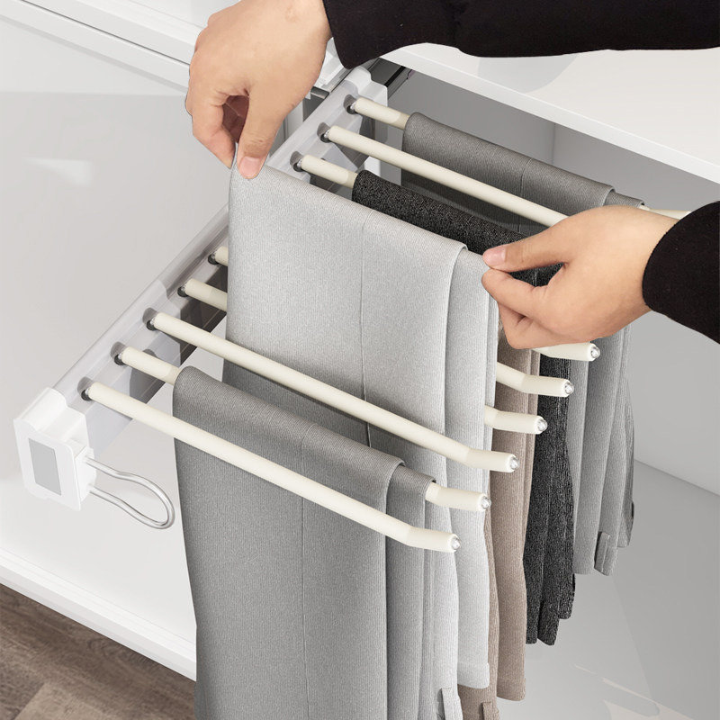 衣柜推拉裤架衣帽间窄柜收纳伸缩多功能裤子架纵向挂裤抽阻尼侧装,基础建材,柜内裤架,淘宝优惠券,粉丝福利购,淘宝优惠卷