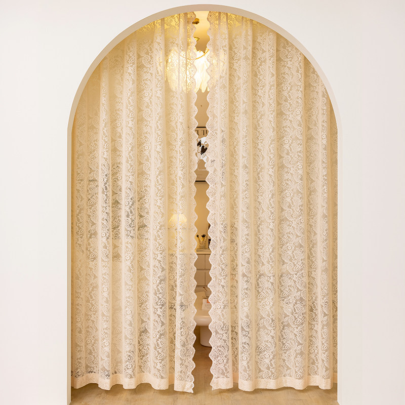 法式奶油风复古蕾丝窗帘免打孔魔术贴卧室客厅拱形门纱帘隔断门帘,居家布艺,定制窗帘,淘宝优惠券,粉丝福利购,淘宝优惠卷