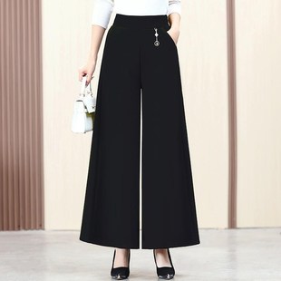 加绒松紧长裤 加厚高腰阔腿裤 宽松保暖洋气休闲裙裤 新款 女2024冬季