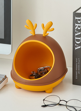 创意鹿角进门玄关钥匙收纳摆件客厅鞋柜入户门口收纳盒桌面装饰品