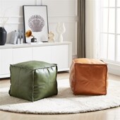 轻奢皮墩子客厅沙发凳坐垫手工脚踏换鞋 矮凳家用旧衣物收纳软凳