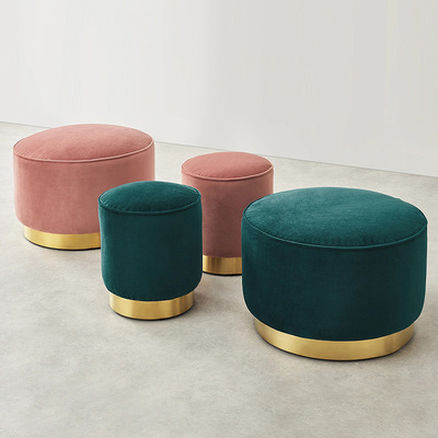 北欧圆凳简约设计师创意个性沙发凳矮凳时尚布艺脚凳化妆凳轻奢