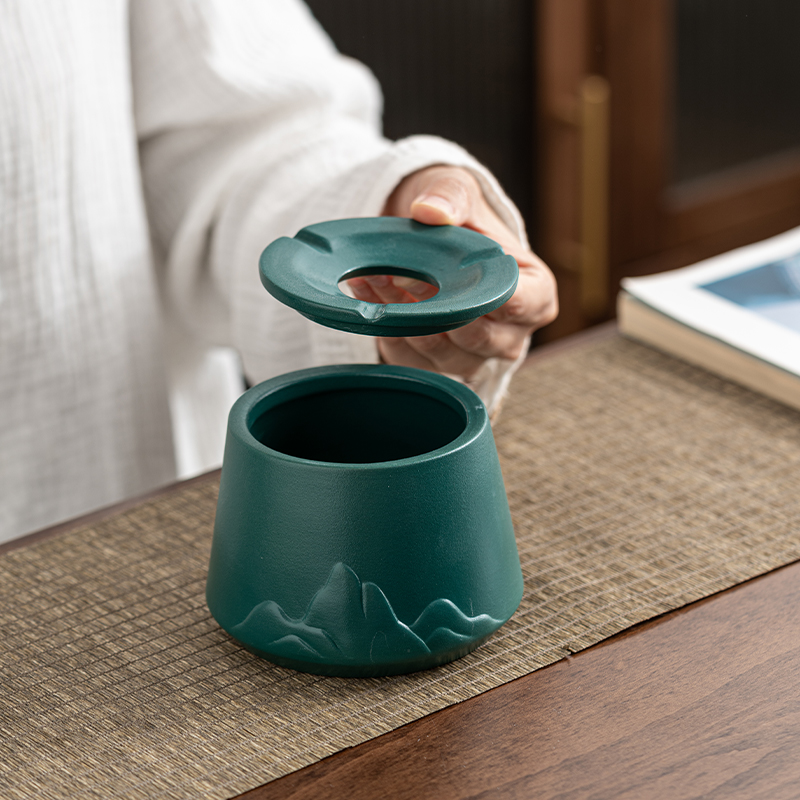 带盖烟灰缸创意个性潮流家用客厅办公防飞灰茶台简约防风烟缸现代