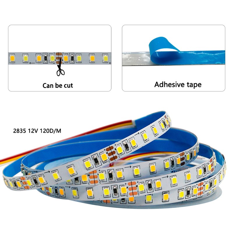 LED2835低压高亮双色温三色变光软灯条灯带线性灯可调光12v24v