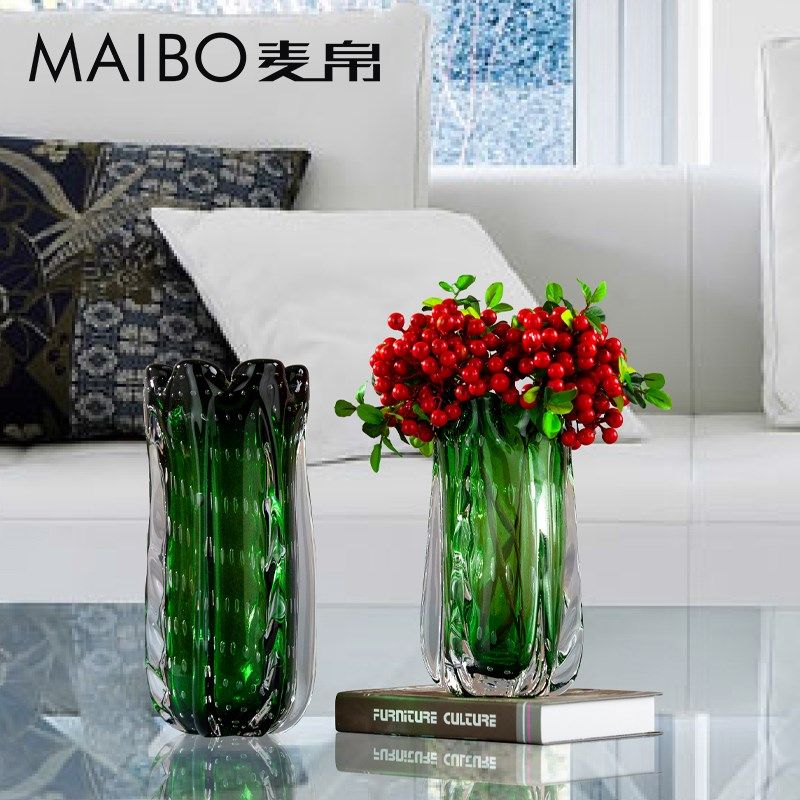 现代琥珀半绿色型琉璃瓶家居室内桌面插精美,家居饰品,花瓶,淘宝优惠券,粉丝福利购,淘宝优惠卷