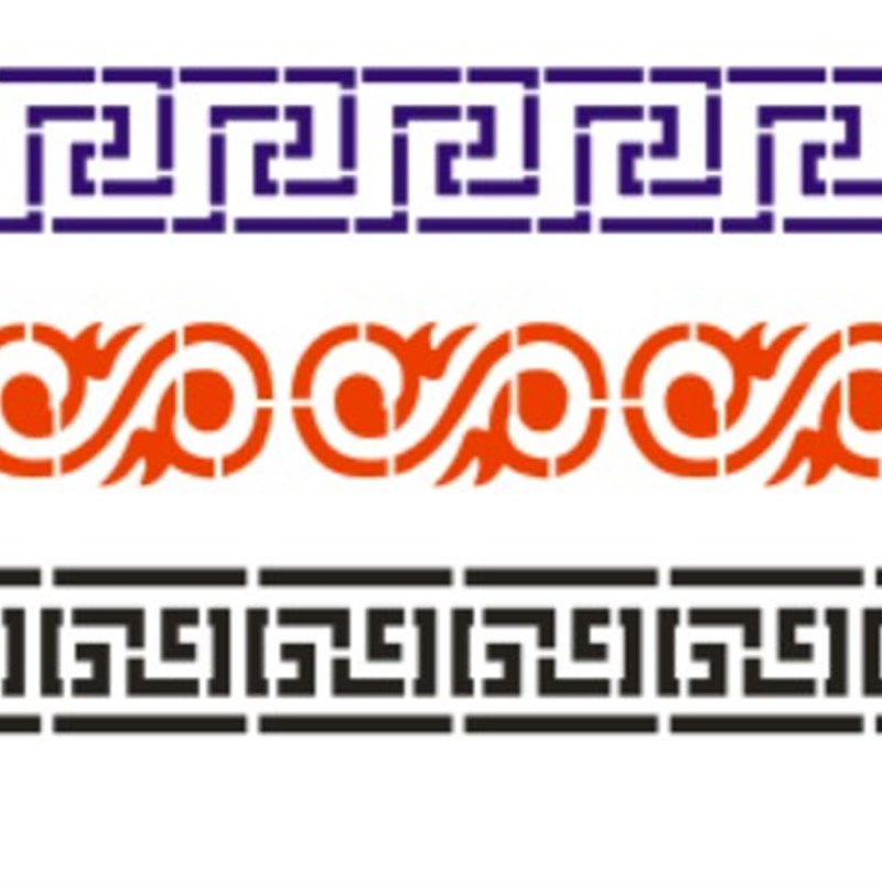 个性中式欧式边框花边艺术花纹腰花素材建筑横梁镂空喷漆模板墙绘