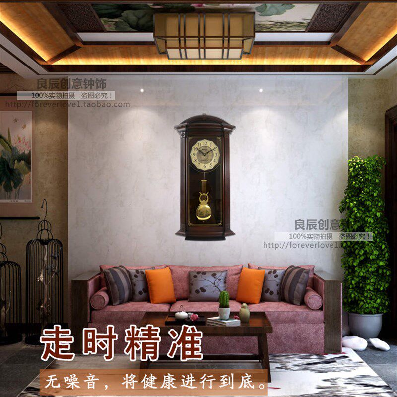 威灵顿实木钟表客厅挂钟复古静音钟客厅大号座钟报时钟精工