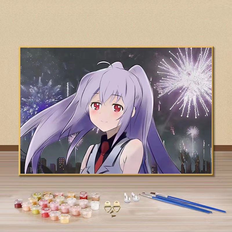 艾拉 水柿司可塑性记忆卡通人物diy数字油画手绘填色涂鸦画装饰画