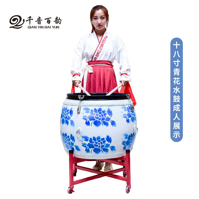 寸寸木质水鼓龙鼓两用鼓青瓷鼓战鼓牛皮鼓堂鼓演出道具大鼓
