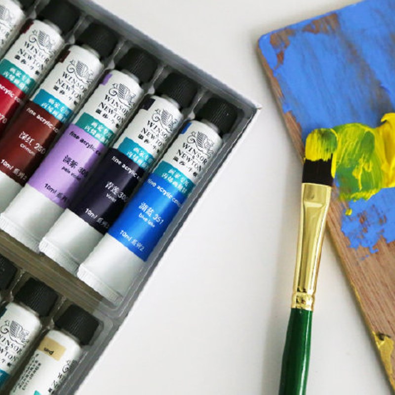 温莎牛顿盒装丙烯画家丙烯颜料套装10mlx12/18/24色儿童新手绘画