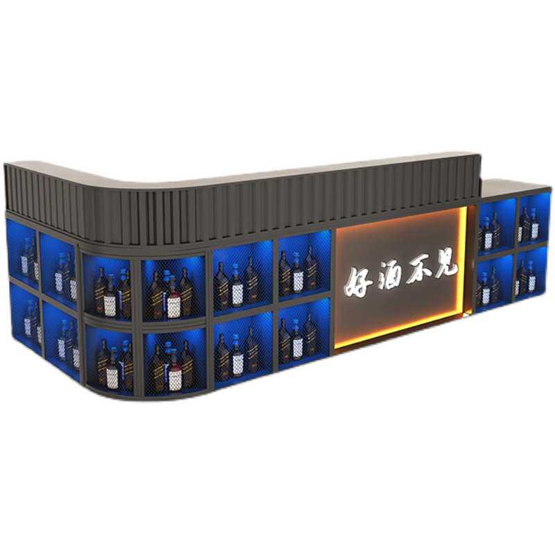 酒吧吧台收银台铁艺柜台复古工业风烧烤店前台接待台转角柜台