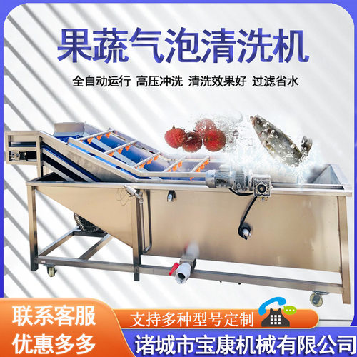 多功能果蔬气泡清洗机 芹菜韭菜预制菜清洗设备 果蔬叶菜自动清洗
