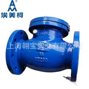 逆止阀门 管道单向阀卧式 埃美柯止回阀H44T 16Q铸铁法兰旋启式