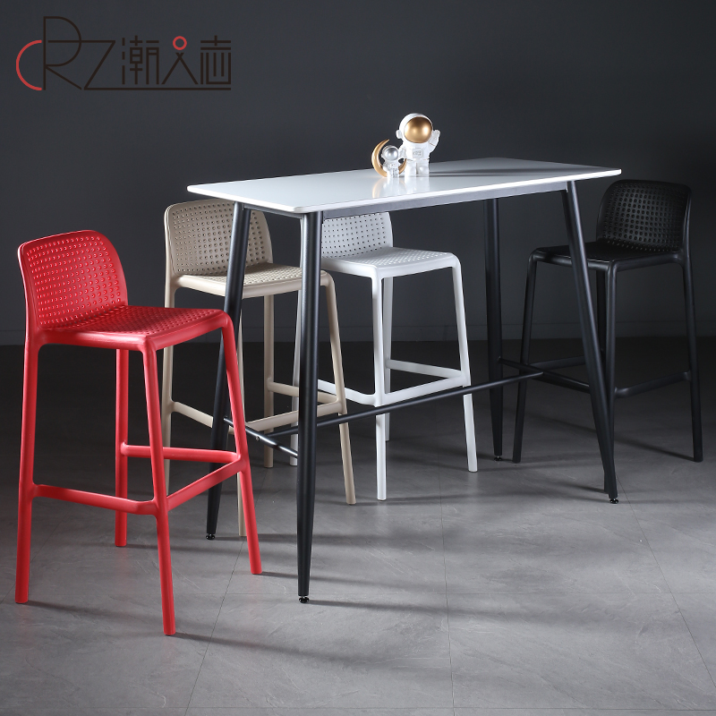 北欧吧台桌简约家用窄桌黑白色靠墙小吧台长方形铁艺隔断高脚桌子