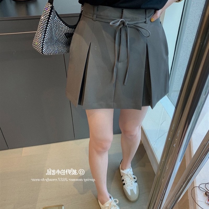 南瓜籽女装定制胖妹妹mm夏季高腰宽松显瘦休闲A字百褶半身短裤裙