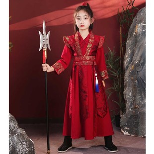 儿童花木兰服装国风武侠风女童飞鱼服古风 cos剑客演出服剑客霸气