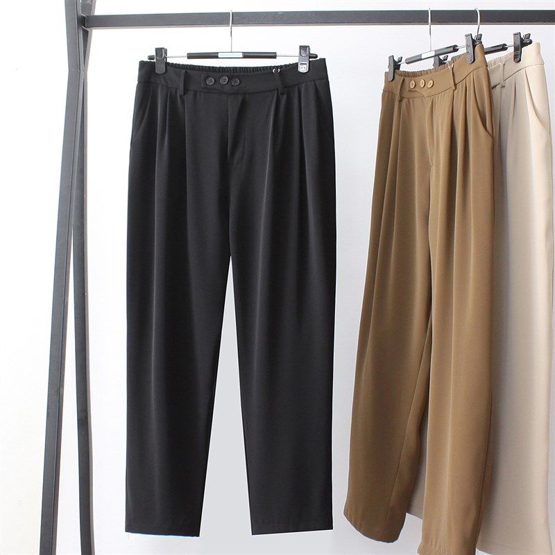 胖妹妹mm大码西裤女春夏直筒裤高腰宽松显瘦工作服职业装垂感百搭
