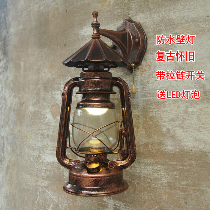 马灯壁灯老式复古煤油灯黑色单头铁艺客厅餐厅户外防水网红1灯饰