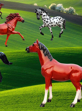 石膏玻璃钢定制写实白马雕塑水牛长颈鹿动物雕像彩绘订耕牛摆件