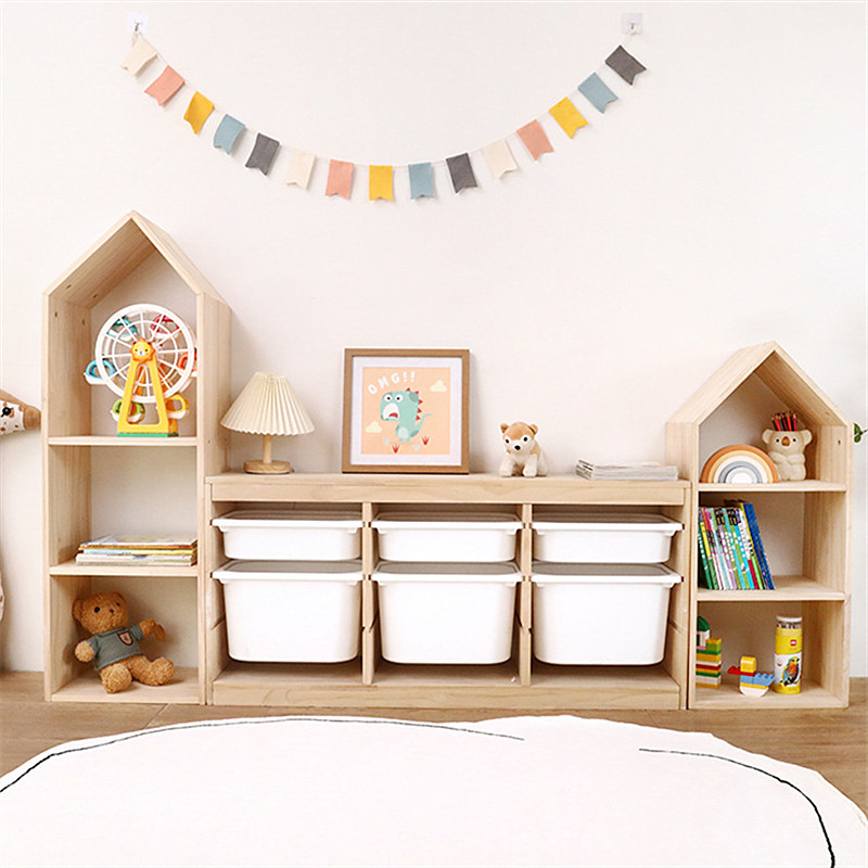 宝宝玩具收纳架置物柜多层儿童绘本靠墙书架落地全实木玩具收纳柜