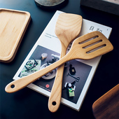 陶歪歪日式 榉木长柄锅铲不粘锅专用铲子无漆实木厨房家用炒菜煎铲