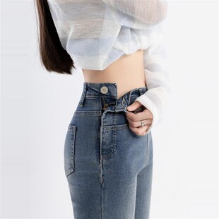 不显三角裆不鼓包侧拉链女生直筒裤加绒加厚秋冬窄版阔腿百搭高腰