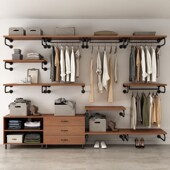 开放式 步入式 砌墙衣柜钢架铁艺置物架 衣帽间金属衣柜全挂式 壁挂式