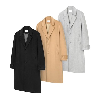 DESERTO 精纺50羊毛呢混纺秋冬基础简约翻领西装领长款大衣外套男