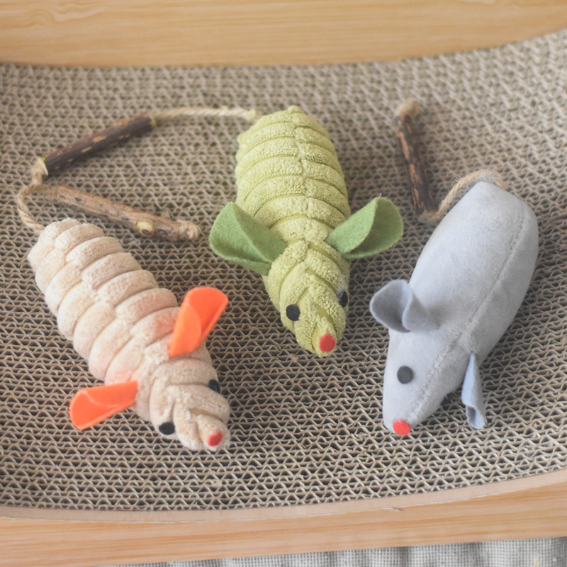 猫薄荷毛绒小老鼠麻绳木天蓼尾巴磨牙棒洁齿玩的开心自嗨逗猫玩具