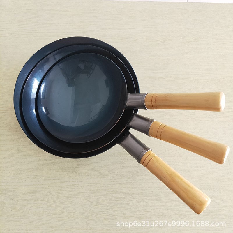 小号圆底炒菜锅煎蛋热油铁锅无涂层熟铁锅宝宝儿童辅食锅